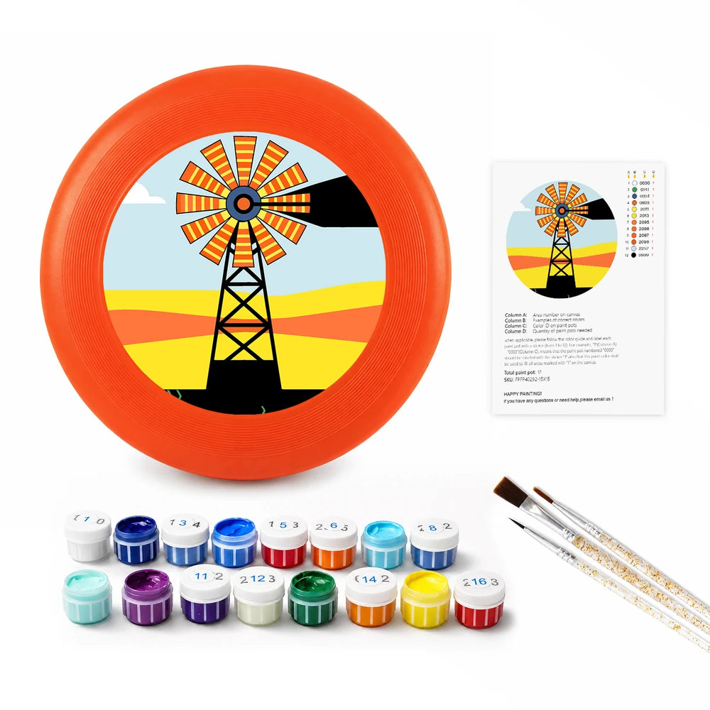 Paint by Numbers - Frisbee | Windmill at Sunset