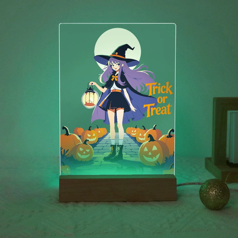 Paint by Numbers - Halloween Light | Witch with Lantern at Full Moon