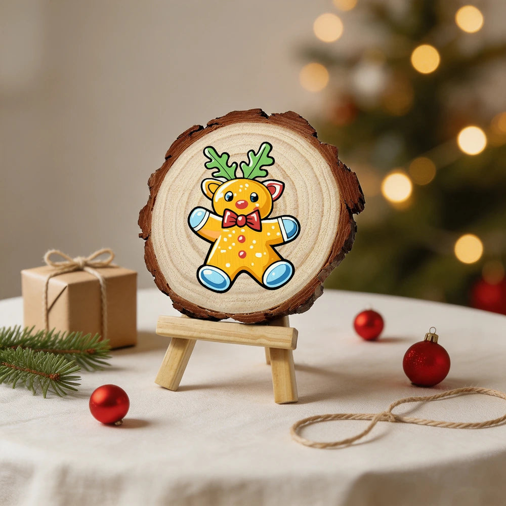
Paint by Numbers - Wood Slice | Gingerbread Reindeer