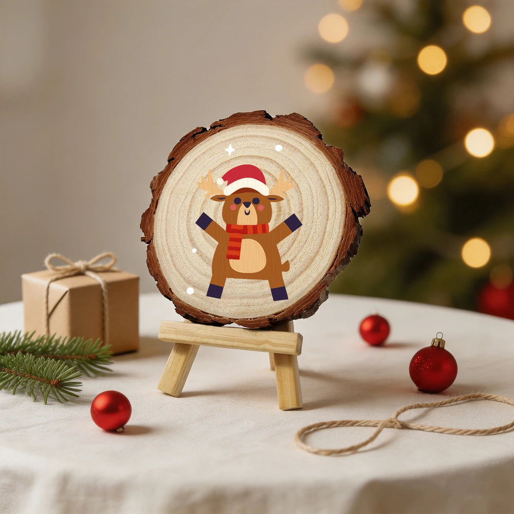 
Paint by Numbers - Wood Slice | Reindeer in a Scarf