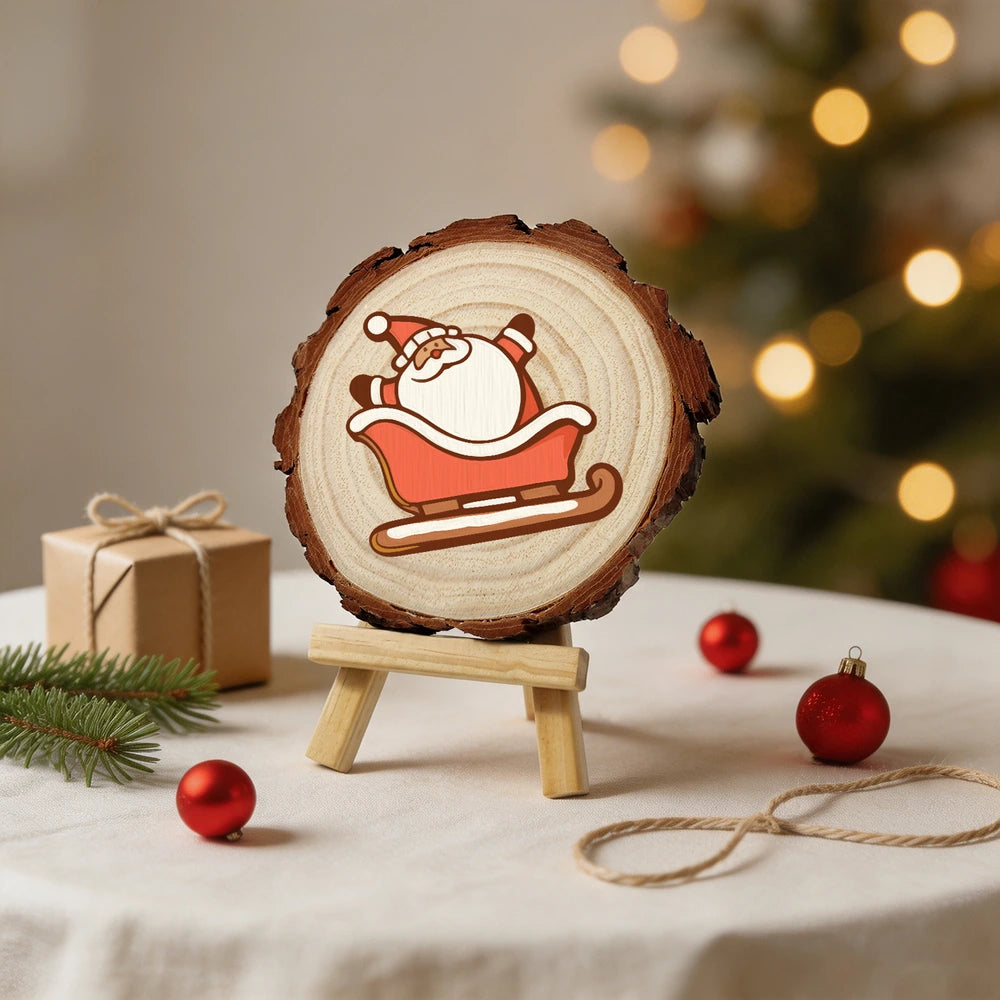 
Paint by Numbers - Wood Slice | Santa Sleigh Cookie
