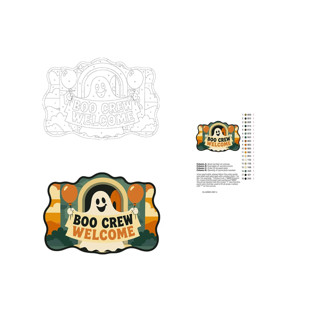 Paint by Numbers - Wooden Door Hanger | Boo Crew Welcome