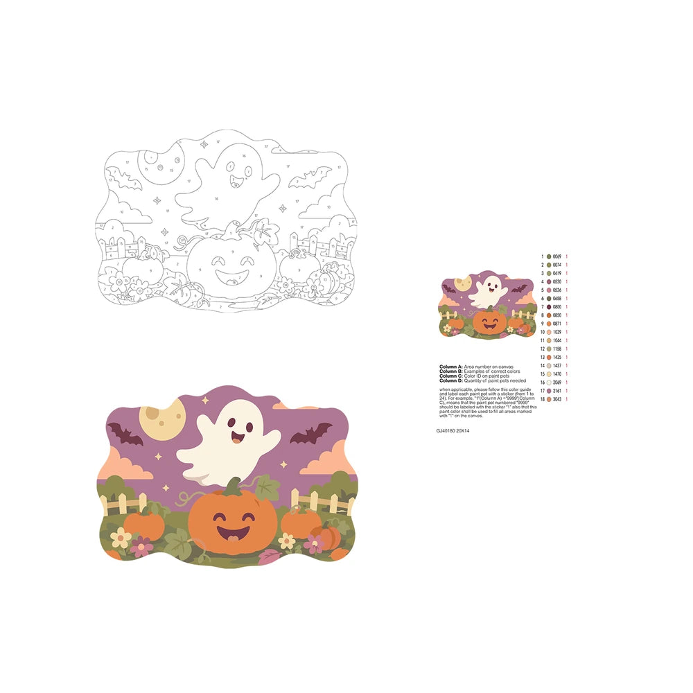 Paint by Numbers - Wooden Door Hanger | Ghost Over the Pumpkin Patch