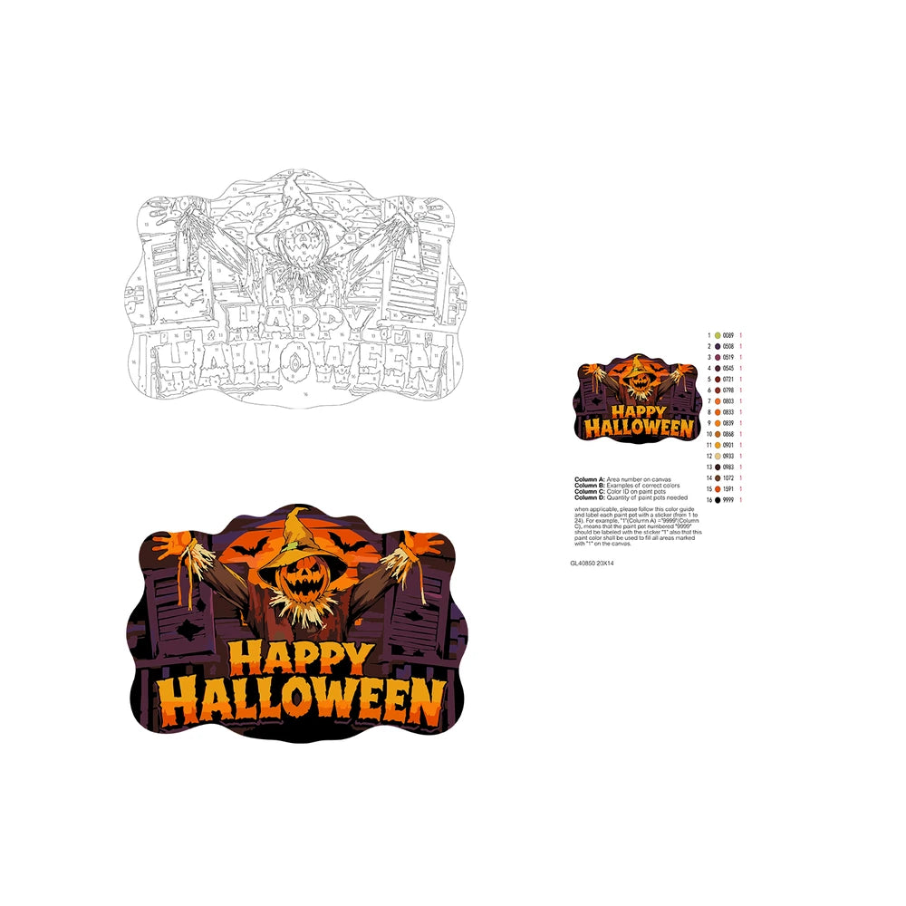 Paint by Numbers - Wooden Door Hanger | Happy Halloween Scarecrow at the Window