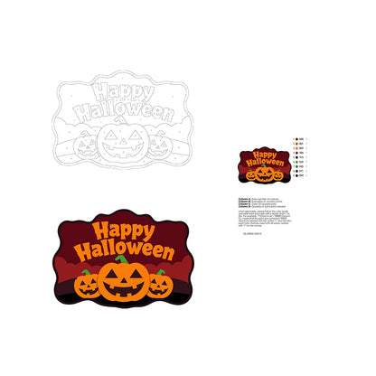 Paint by Numbers - Wooden Door Hanger | Happy Halloween Three Pumpkins