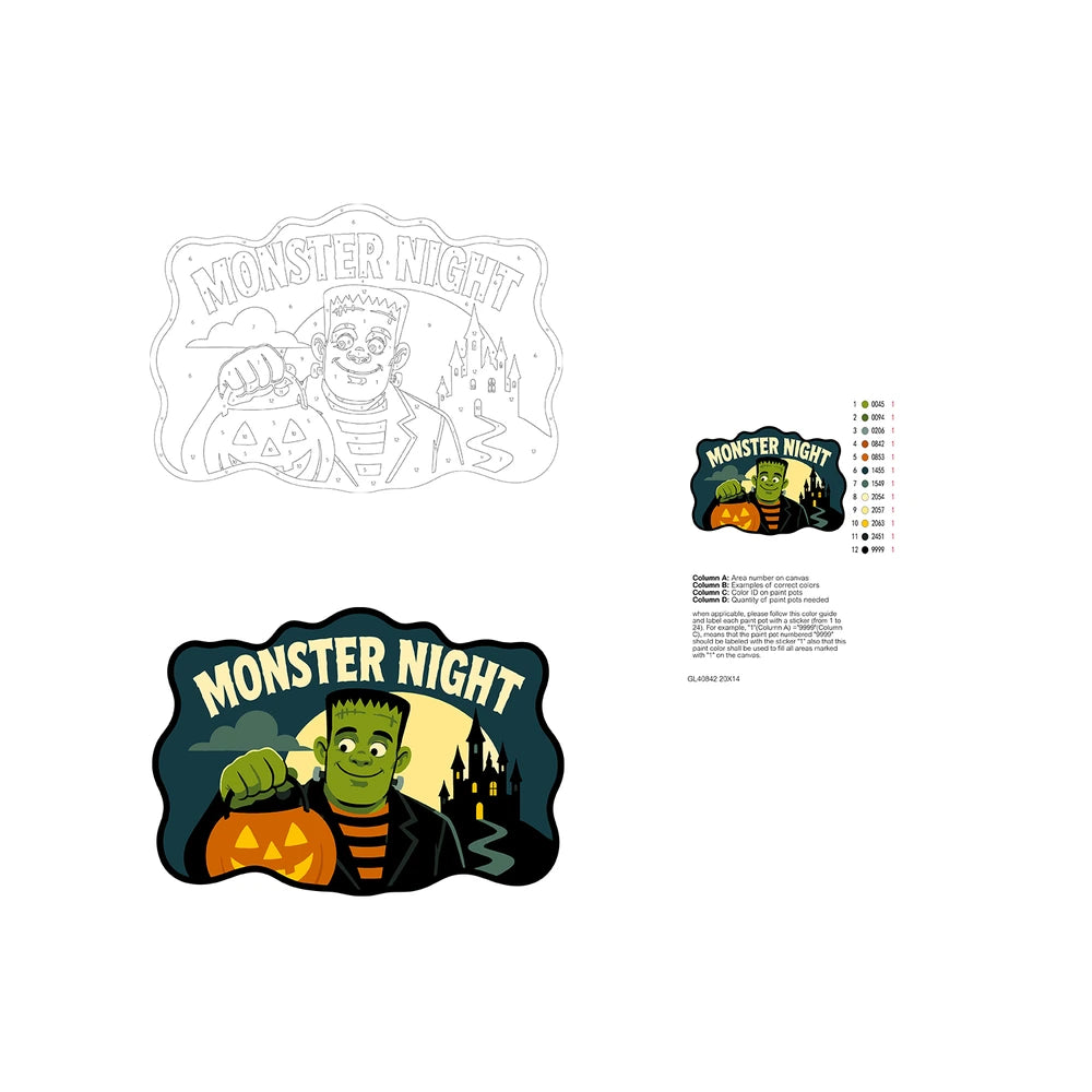 Paint by Numbers - Wooden Door Hanger | Monster Night