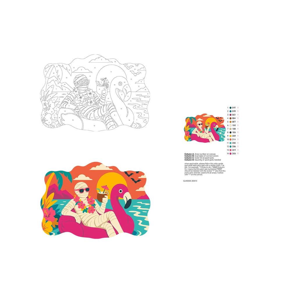 Paint by Numbers - Wooden Door Hanger | Mummy on a Flamingo Float