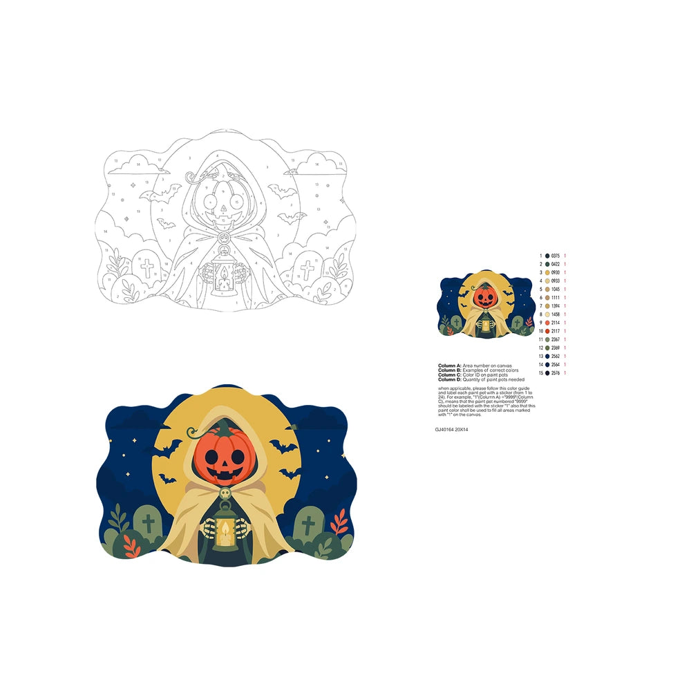 Paint by Numbers - Wooden Door Hanger | Pumpkin Reaper with a Lantern