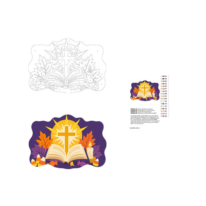 Paint by Numbers - Wooden Door Hanger | Shining Cross Over the Open Bible