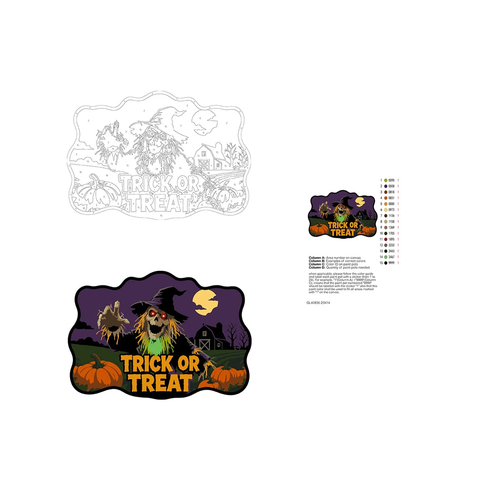 Paint by Numbers - Wooden Door Hanger | Trick or Treat Scarecrow
