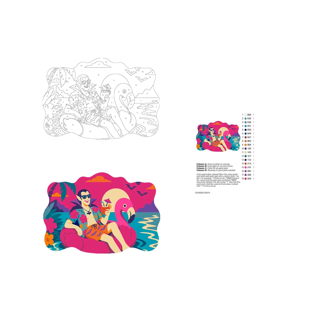 Paint by Numbers - Wooden Door Hanger | Vampire on a Flamingo Float