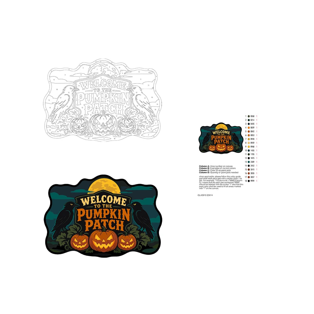 Paint by Numbers - Wooden Door Hanger | Welcome to the Pumpkin Patch Crows