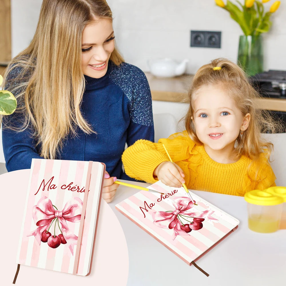 Paint by Numbers Hardcover Journal Notebook - Ma Chérie Cherry Bow