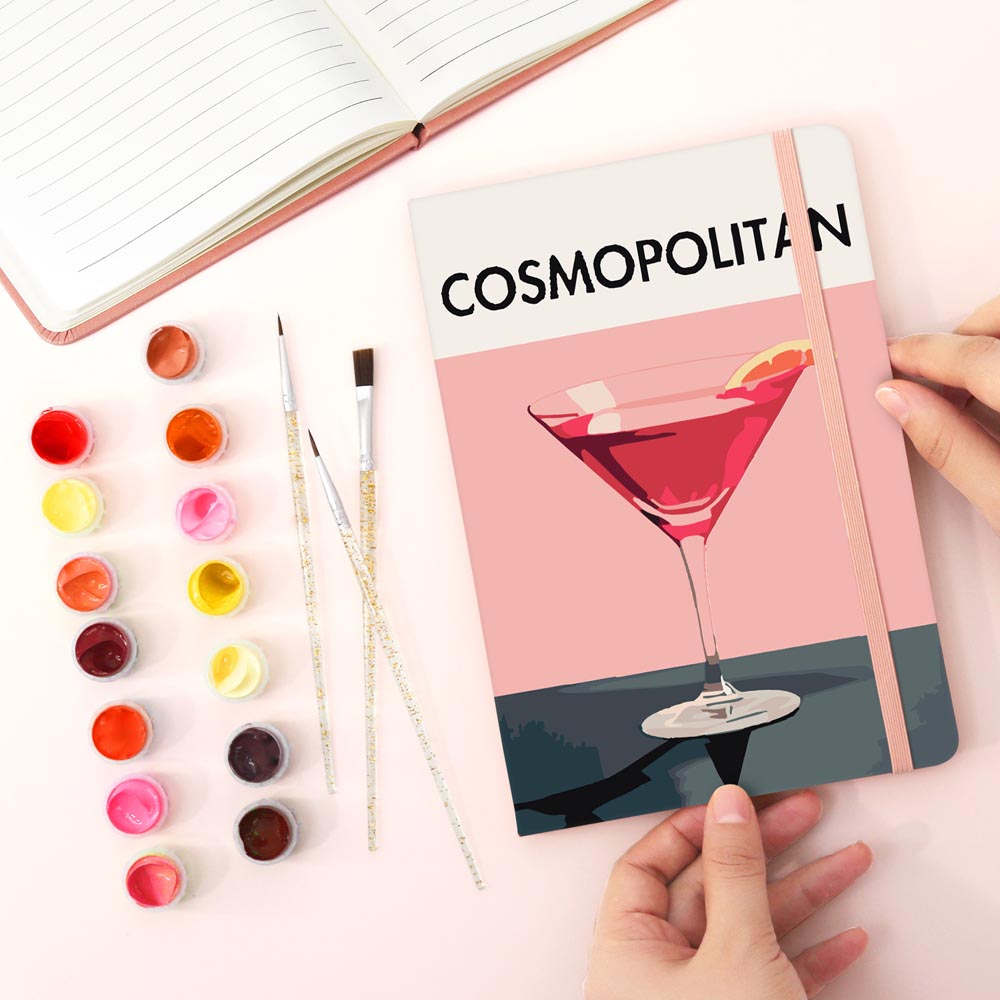 Paint by Numbers Hardcover Journal Notebook - Cosmopolitan Cocktail