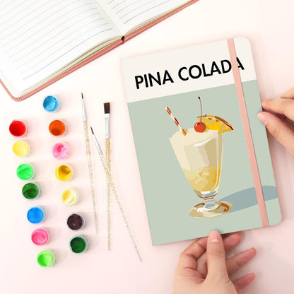 Paint by Numbers Hardcover Journal Notebook - Pina Colada Cocktail