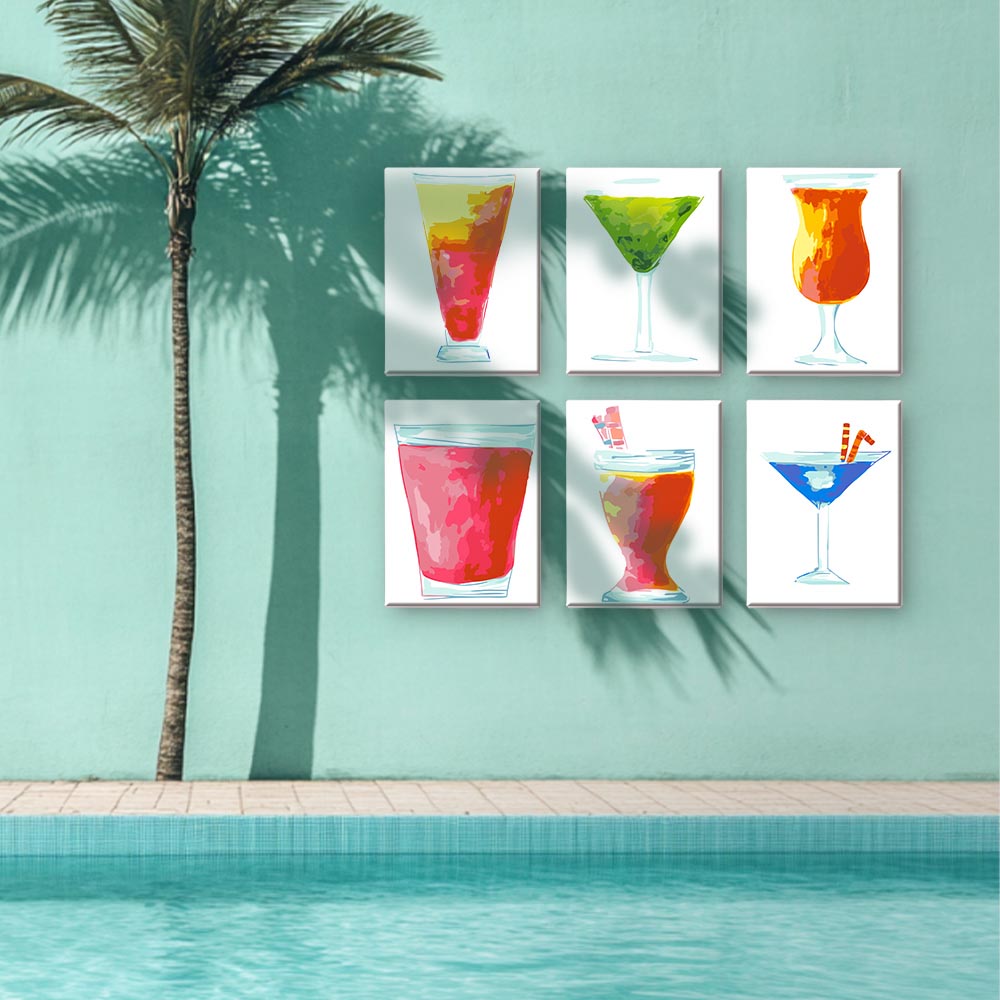 
Paint by Numbers – 6 Mini Paintings | Tropical Cocktail Collection Set