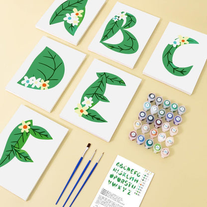Paint by Numbers – Alphabet Painting Kit | A to Z Leafy Green Letters