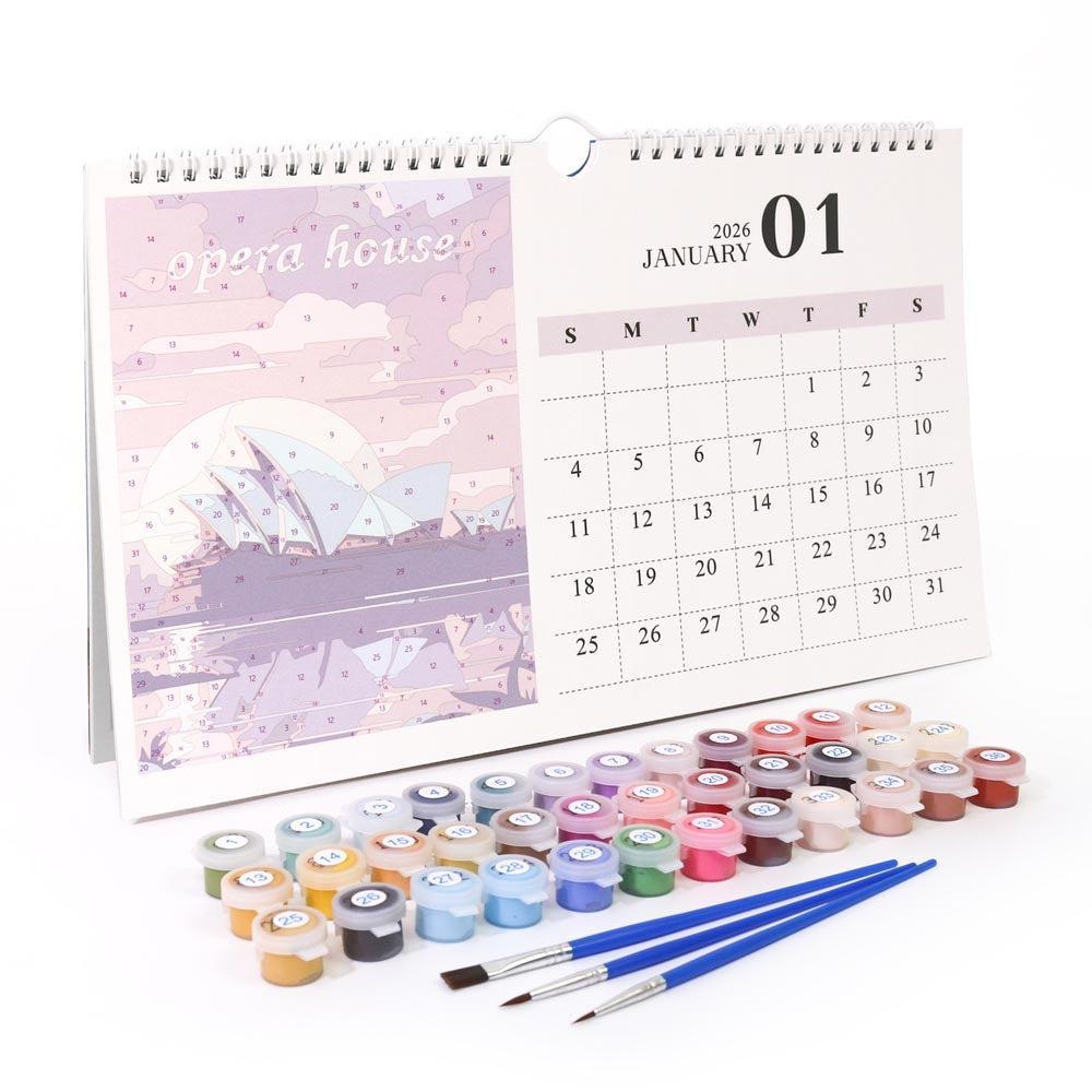 Paint by Numbers - 2026 Wall Calendar - World Landmarks Edition