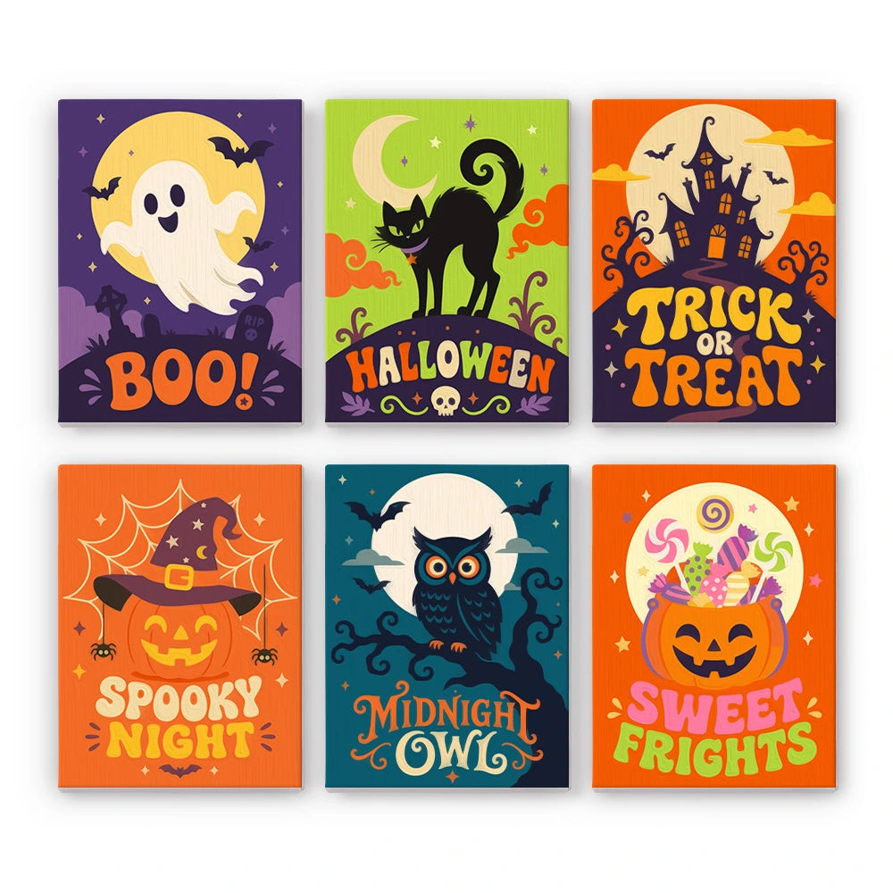 Paint by Numbers – 6 Mini Paintings | Boo and Sweet Frights Lettering Set