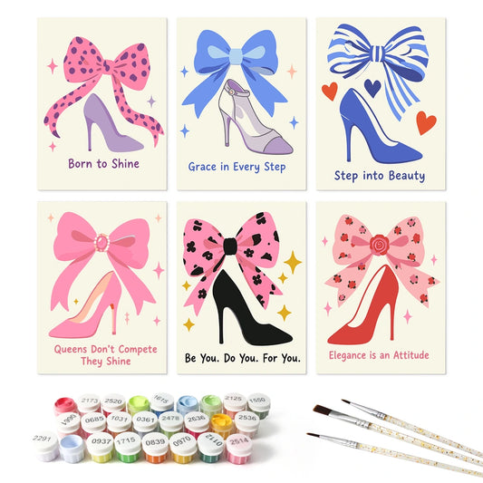 Paint by Numbers – 6 Mini Paintings | Bows and Heels