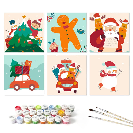 Paint by Numbers – 6 Mini Paintings | Christmas on the Road (Square)