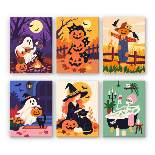 Paint by Numbers – 6 Mini Paintings | Cozy Autumn Night Tales Set