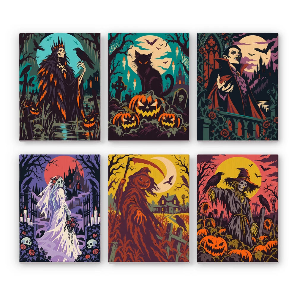 
Paint by Numbers – 6 Mini Paintings | Eerie Forest Creatures Set