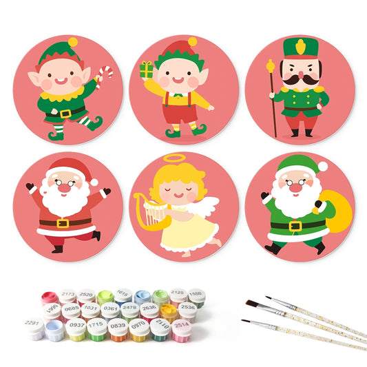 Paint by Numbers – 6 Mini Paintings | Elves and Angels (Round)