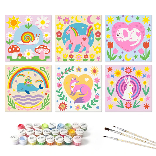 Paint by Numbers – 6 Mini Paintings | Folk Fairy Tale Squares (Square)