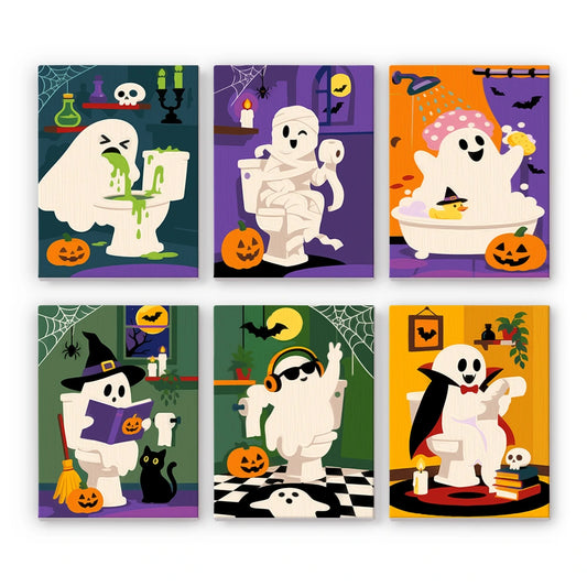 Paint by Numbers – 6 Mini Paintings | Ghosts Taking a Bath Set