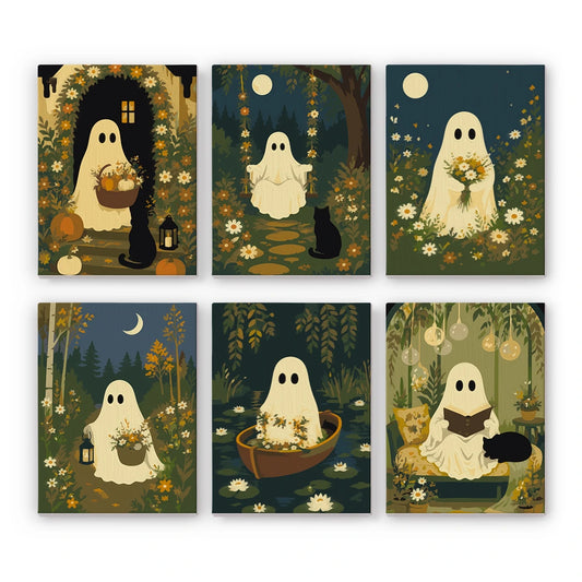 Paint by Numbers – 6 Mini Paintings | Ghosts in the Enchanted Forest Set
