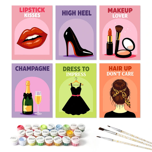 Paint by Numbers – 6 Mini Paintings | Glam Fashion Prints