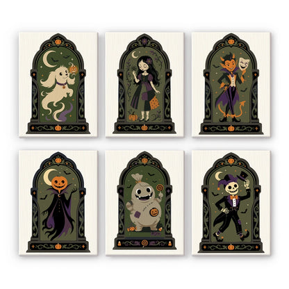 Paint by Numbers – 6 Mini Paintings | Gothic Arch Halloween Portraits Set