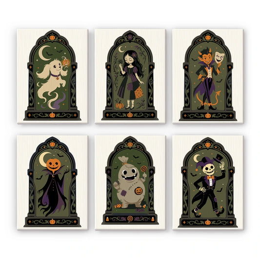 Paint by Numbers – 6 Mini Paintings | Gothic Arch Halloween Portraits Set