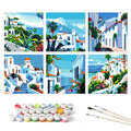 Paint by Numbers – 6 Mini Paintings | Greek Island Alleys (Square)