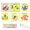 Paint by Numbers – 6 Mini Paintings | Italian Fruit Labels (Square)