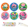 Paint by Numbers – 6 Mini Paintings | Kind Words Flower Rounds (Round)