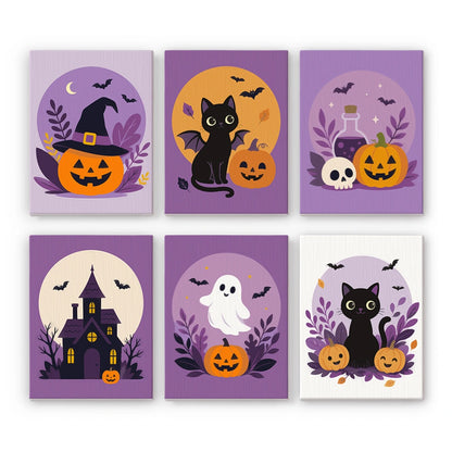 Paint by Numbers – 6 Mini Paintings | Lavender Moon Halloween Set