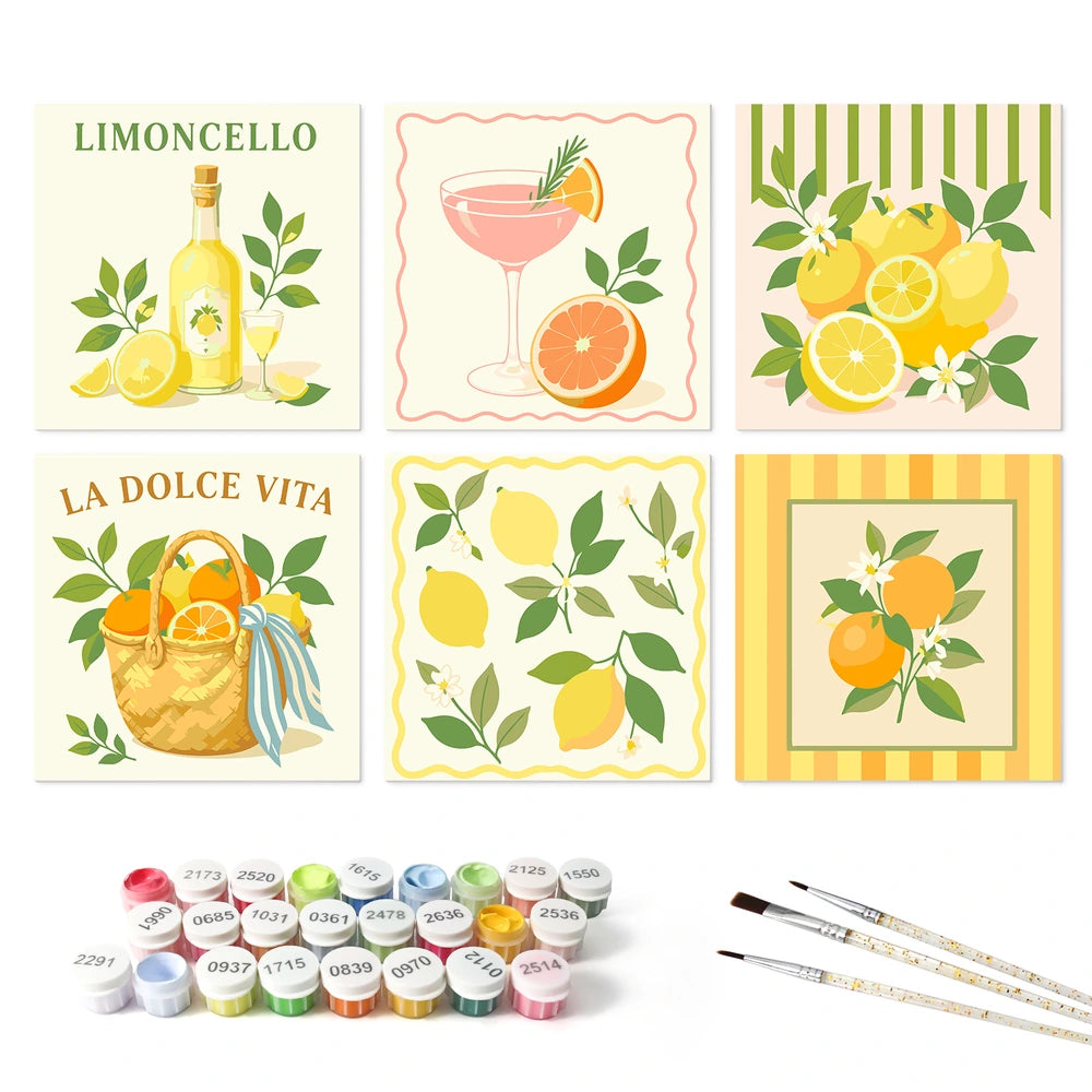 
Paint by Numbers – 6 Mini Paintings | Limoncello Dolce Vita (Square)