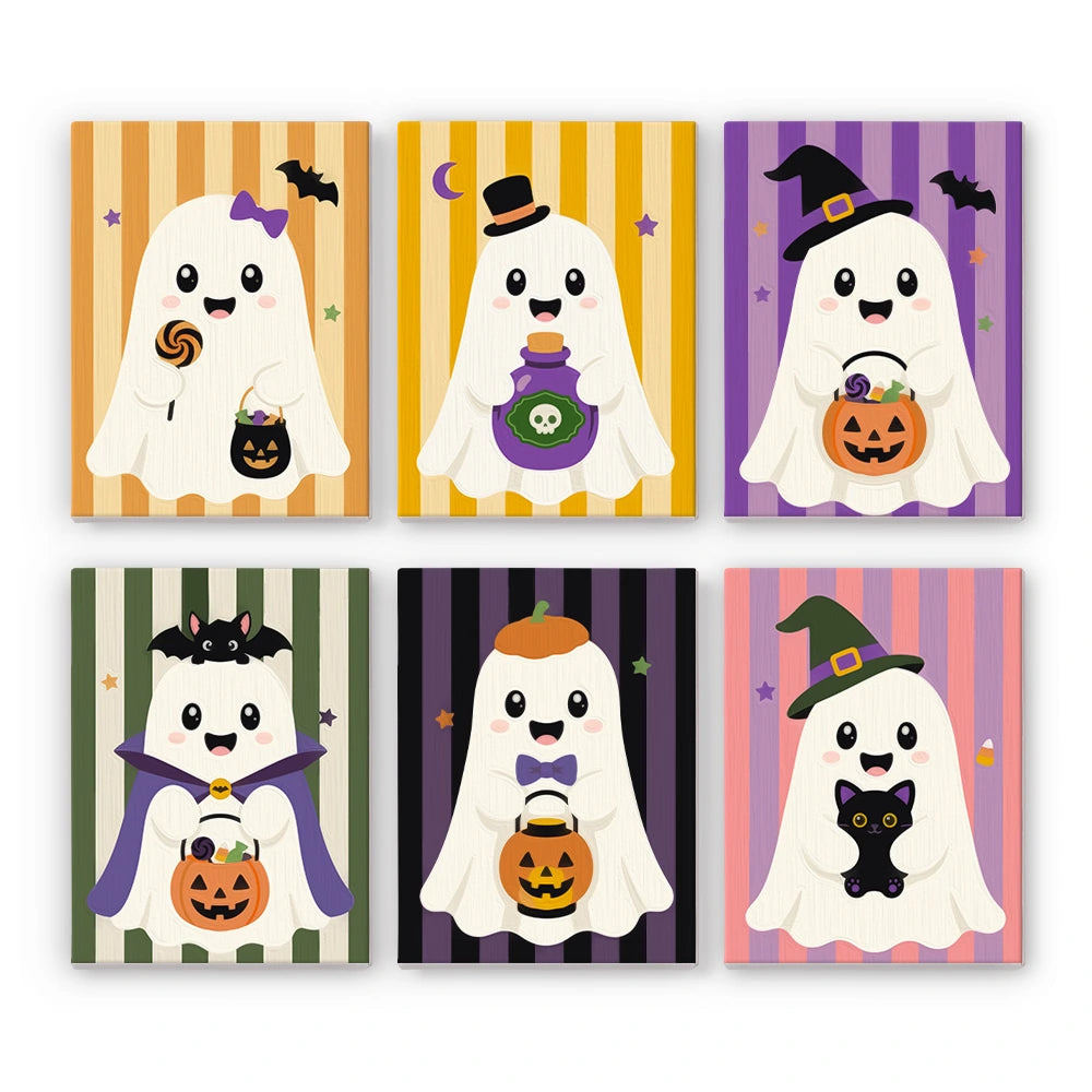 Paint by Numbers – 6 Mini Paintings | Little Costumed Ghosts Set