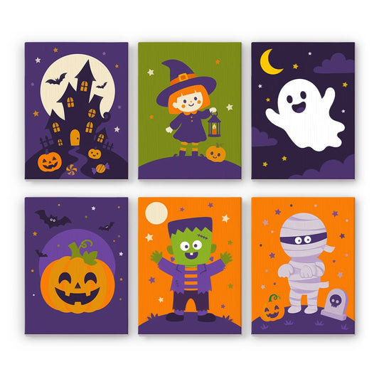 Paint by Numbers – 6 Mini Paintings | Little Halloween Monsters Set