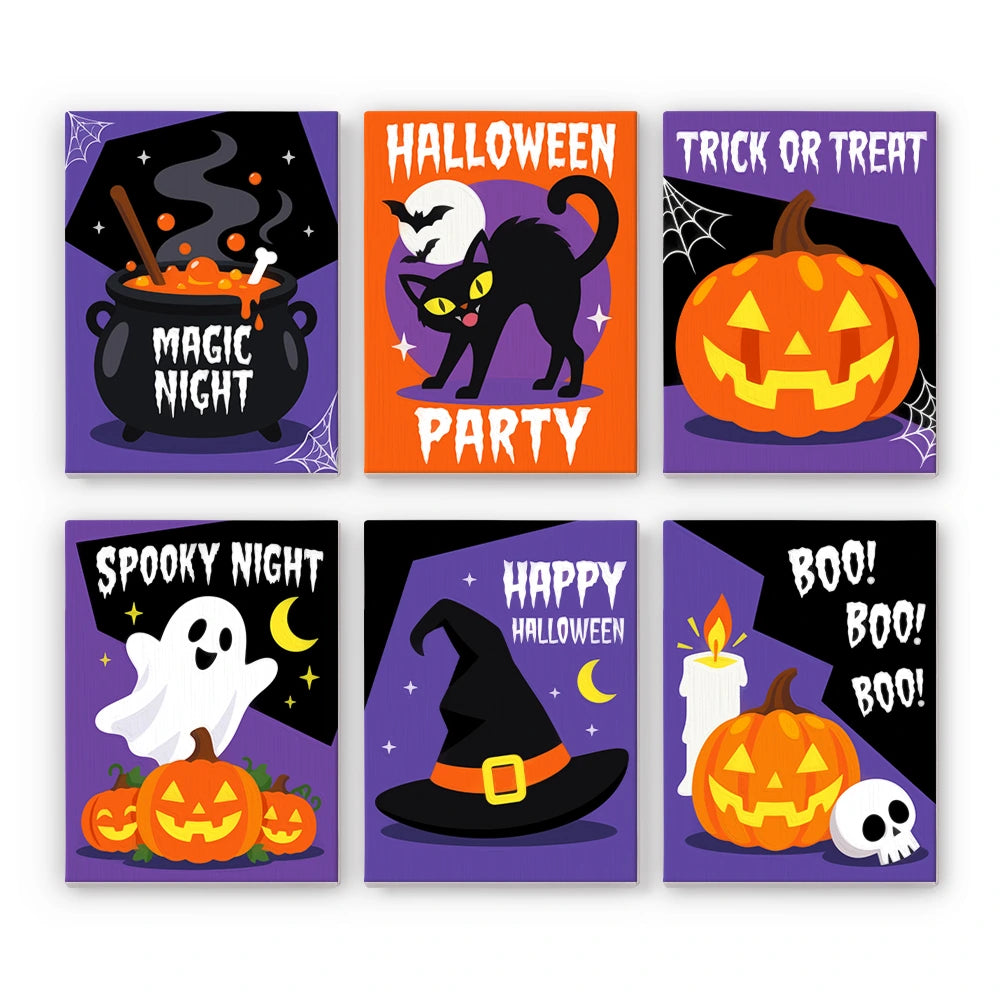Paint by Numbers – 6 Mini Paintings | Magic Night Halloween Party Set