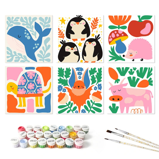 Paint by Numbers – 6 Mini Paintings | Matisse Animal Cutouts (Square)
