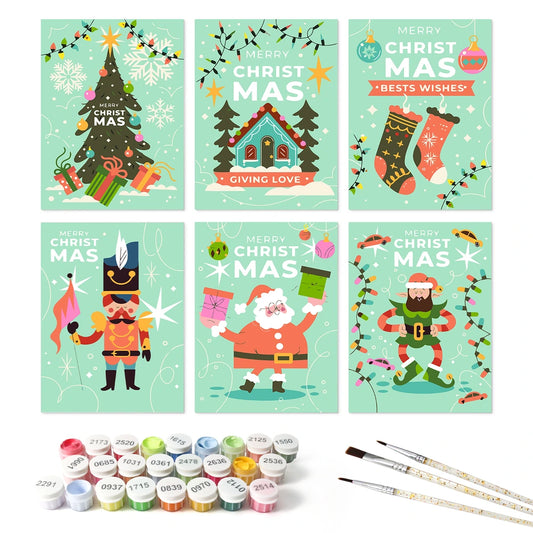 Paint by Numbers – 6 Mini Paintings | Merry Christmas Greetings