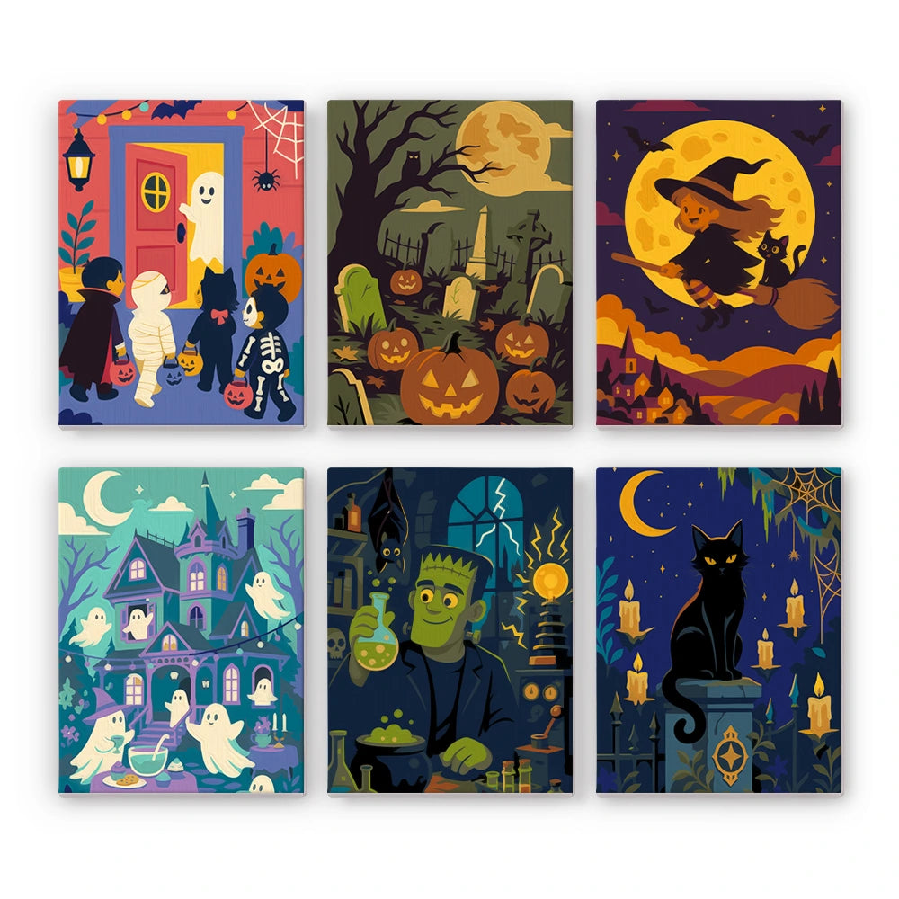 Paint by Numbers – 6 Mini Paintings | Monster Mansion Night Set