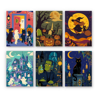 Paint by Numbers – 6 Mini Paintings | Monster Mansion Night Set