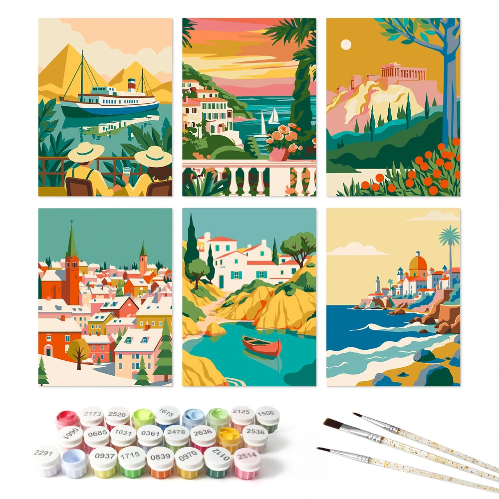 
Paint by Numbers – 6 Mini Paintings | Riviera Coast Villages