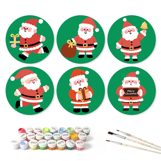 Paint by Numbers – 6 Mini Paintings | Santa Six Ways (Round)