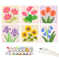 Paint by Numbers – 6 Mini Paintings | Simple Garden Blooms (Square)