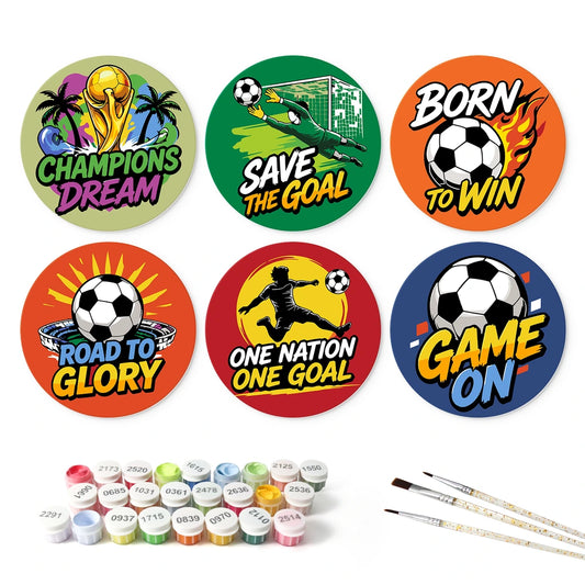 Paint by Numbers – 6 Mini Paintings | Soccer Champions Badges (Round)